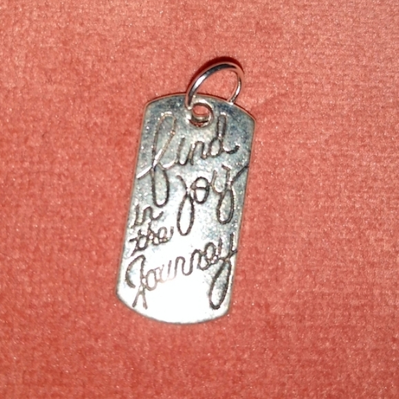 Silver Mini Dog Tag Shaped Joy Charm Necklace Bracelet Inspiration Word Pendant - Picture 3 of 6